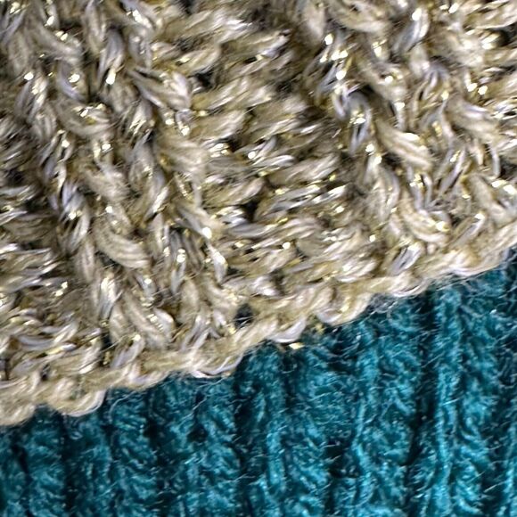 Ugly Christmas Sweater Holiday Tunic Sweater L Green Gold Sparkle Tree Women - Picture 3 of 8